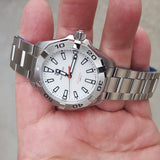 Tag Heuer Aquaracer Quartz 41mm White Dial Silver Steel Strap Watch for Men - WBD1111.BA0928