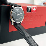 Tissot T One Automatic Black Dial Black Leather Strap Watch For Men - T038.430.16.057.00