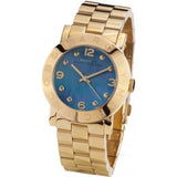 Marc Jacobs Amy Green Dial Gold Stainless Steel Strap Watch for Women - MBM8624