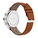 Hugo Boss Grand Prix White Dial Brown Leather Strap Watch for Men - 1513475