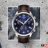 Tissot Chrono XL Classic Blue Dial Brown Leather Strap Watch For Men - T116.617.16.047.00