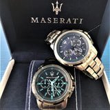 Maserati Successo Chronograph Blue Dial Black Steel Strap Watch For Men - R8873621005