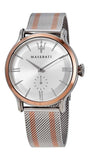 Maserati Epoca Silver Dial Two Tone Mesh Bracelet Watch For Men - R8853118005