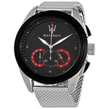 Maserati Traguardo Black Dial Silver Mesh Bracelet Watch For Men - R8873612005