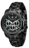 Maserati Royale Chronograph Black Dial Black Steel Strap Watch For Men - R8873637004