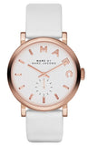 Marc Jacobs Baker White Dial White Leather Strap Watch for Women - MBM1284