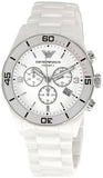 Emporio Armani Ceramic Chronograph White Dial White Ceramic Strap Watch For Men - AR1424