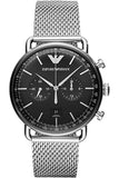 Emporio Armani Luigi Black Dial Silver Mesh Bracelet Watch For Men - AR8032