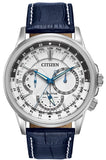 Citizen Eco Drive Calendrier White Dial Blue Leather Strap Watch For Men - BU2020-11A