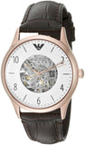 Emporio Armani Meccanico White Dial Brown Leather Strap Watch For Men - AR1920