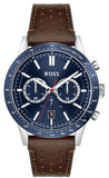 Hugo Boss Allure Blue Dial Brown Leather Strap Watch for Men - 1513921