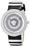 Versace V Metal Icon Silver Dial Black & Silver Strap Watch for Women - VLC010014