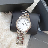 Marc Jacobs Henry White Diamonds Dial Silver Stainless Steel Strap Watch for Women - MBM3044