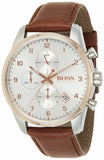 Hugo Boss Skymaster White Dial Brown Leather Strap Watch for Men - 1513786