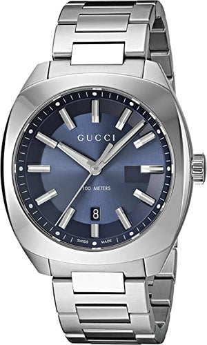 Gucci GG2570 Blue Dial Silver Steel Strap Watch For Men - YA142303