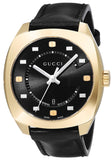 Gucci GG2570 Black Dial Black Leather Strap Watch For Men - YA142310