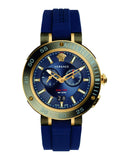 Versace V Extreme Chronograph Blue & Gold Tone Dial Blue Rubber Strap Watch for Men - VCN010017