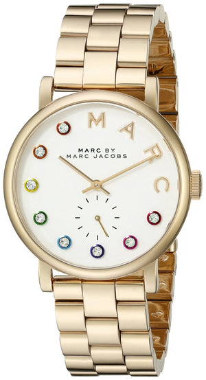 Marc Jacobs Baker White Dial Gold Steel Strap Watch for Women - MBM3440