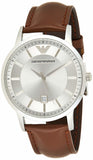 Emporio Armani Renato Silver Dial Brown Leather Strap Watch For Men - AR2463