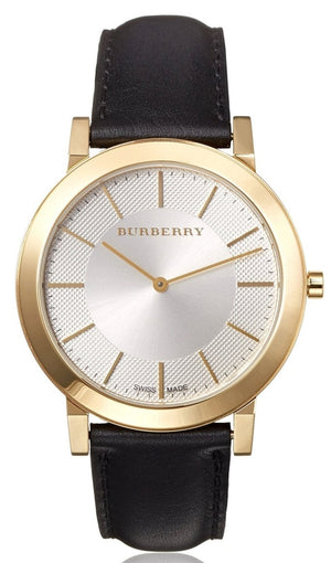 Burberry The City Gold Dial Black Leather Strap Watch for Men - BU2353