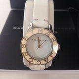 Marc Jacobs Blade White Dial White Leather Strap Watch for Women - MBM1179