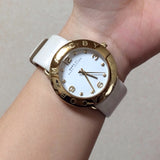 Marc Jacobs Amy White Dial White Leather Strap Watch for Women - MBM1180