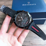 Maserati Traguardo Chronograph Black Dial Black Rubber Strap Watch For Men - R8871612004