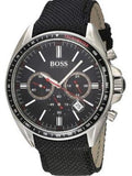 Hugo Boss Driver Black Dial Black Leather Strap Watch for Men -1513087