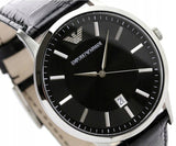 Emporio Armani Renato Black Dial Leather Strap Watch For Men - AR2411