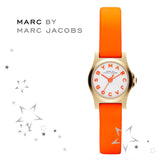 Marc Jacobs Henry Dinky White Dial Orange Leather Strap Watch for Women - MBM1236