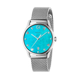 Gucci G-Timeless Turquiose Mother of Pearl Dial Silver Mesh Bracelet Watch For Women - YA1264039