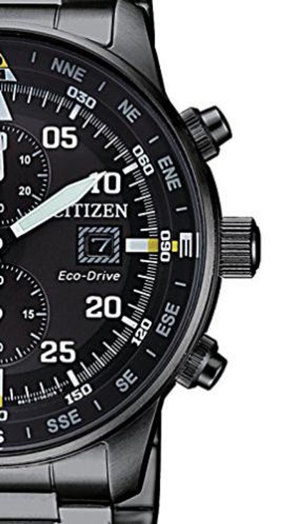 Citizen Sports Eco Drive Black Dial Black Steel Strap Watch For Men | Solaruhren