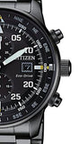 Citizen Sports Eco Drive Black Dial Black Steel Strap Watch For Men - CA0695-84E