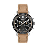 Hugo Boss Allure Black Dial Brown Leather Strap Watch for Men - 1513964