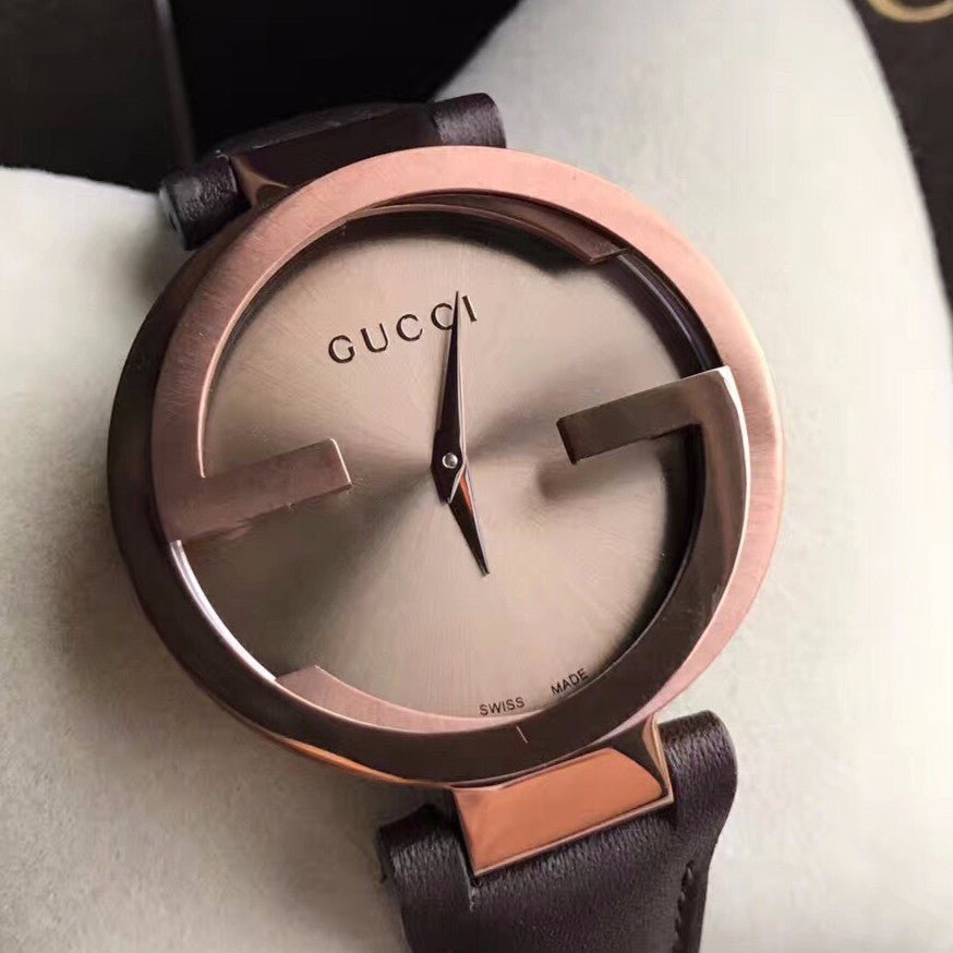 Gucci Interlocking Iconic Bezel Rose Gold Watch For Women - YA133207