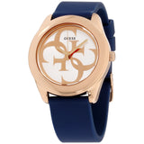 Guess G Twist White Dial Blue Silicone Strap Watch For Women - W0911L6