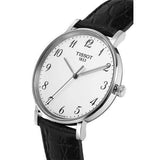 Tissot Everytime Desire Medium White Dial Black Leather Strap Watch For Men - T109.410.16.032.00