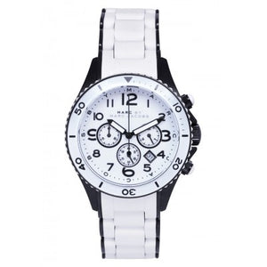 Marc Jacobs Rock Chronograph White Dial White Silicone Strap Watch for Women - MBM2574
