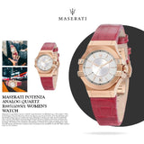 Maserati Potenza Silver Dial Red Leather Strap Watch For Women - R8851108501