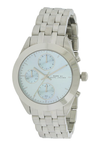 Marc Jacobs Peeker Chronograph Silver Dial Silver Steel Strap Watch for Women - MBM3371