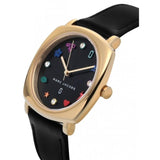 Marc Jacobs Mandy Black Dial Black Leather Strap Watch for Women - MJ1597