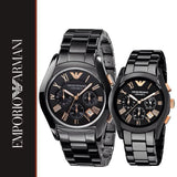 Emporio Armani Chronograph Black Ceramic Stainless Steel Dial Watch For Women - AR1411