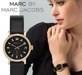 Marc Jacobs Baker Black Dial Black Leather Strap Watch for Women - MBM8633