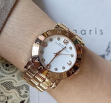 Marc Jacobs Amy White Dial Rose Gold Stainless Steel Strap Watch for Women - MBM3077