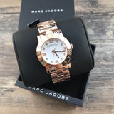 Marc Jacobs Amy White Dial Rose Gold Stainless Steel Strap Watch for Women - MBM3077