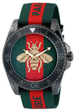 Gucci Dive Green & Red Dial Green & Red Nylon Strap Watch For Men - YA136216