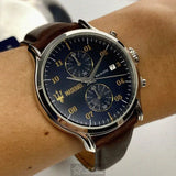 Maserati Epoca Chronograph Blue Dial Brown Leather Strap Watch For Men - R8871618001