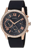 Guess Solar 40mm Black & Rose Gold Dial Black Rubber Strap Watch For Women - W1135L4