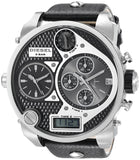 Diesel Mr Daddy Chronograph White Dial Black Leather Strap Watch For Men - DZ7125