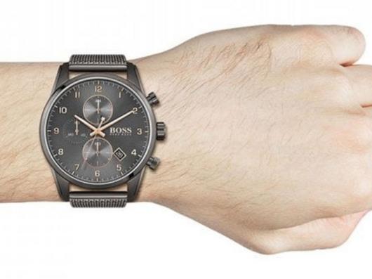 Hugo Boss Skymaster Mesh Men Grey Watch Dial Grey for Bracelet